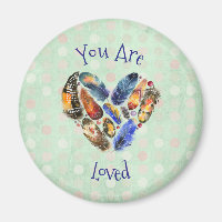 You Are Loved Cute Heart Feather Design