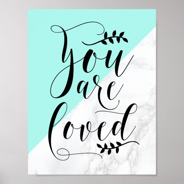 You Are Loved | Faux White Marble Nusery Poster (Front)