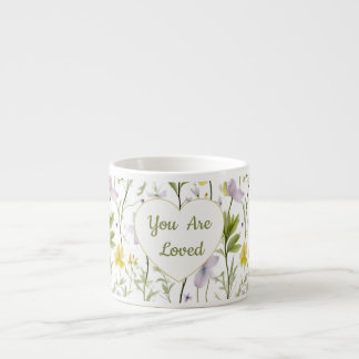 You Are Loved Floral Heart  Espresso Cup