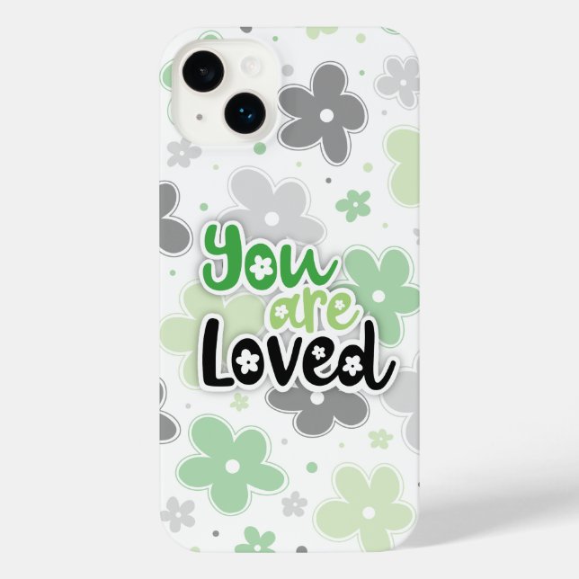 You Are Loved Flowers Aro Pride Lettering iPhone Case (Back)