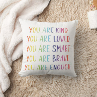 You Are Loved Fun Rainbow Positive Affirmations  Cushion