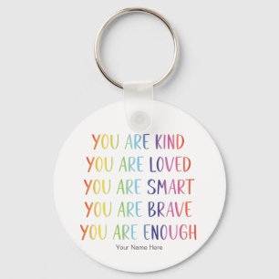 You Are Loved Fun Rainbow Positive Affirmations Key Ring
