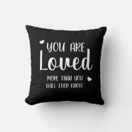You Are Loved Hearts Black White Rustic Country Cushion