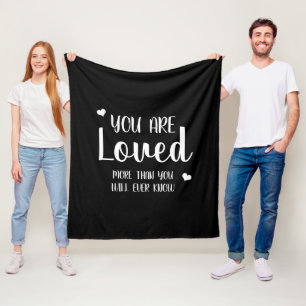 You Are Loved Hearts Black White Rustic Country Fleece Blanket