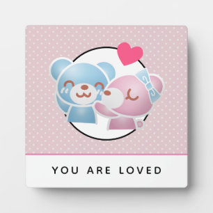 You are Loved Kissing Bears on Polka Dots Plaque