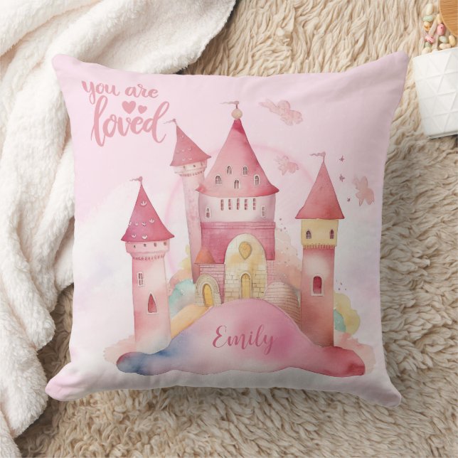You are Loved Palace on the Pink Cloud Burp Cloth Cushion (Blanket)