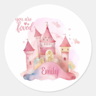 You are Loved Palace Pink Cloud customisable Classic Round Sticker