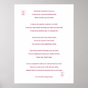You are loved, poem by Cheryl Paton, poster