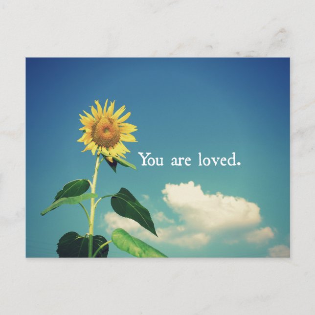 You are Loved with Sunflower Postcard (Front)