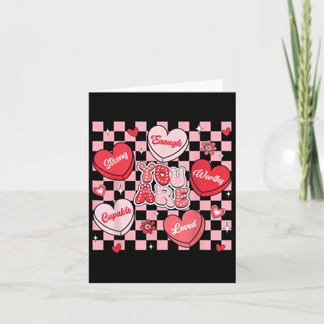 You Are Loved Worthy Enough Candy Heart Teacher Va Card (Front)