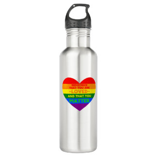 You are loved You matter (LGBT flag heart) 710 Ml Water Bottle