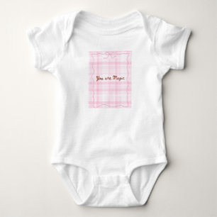 You Are Magic Pink Plaid Inspirational Quote Baby Bodysuit