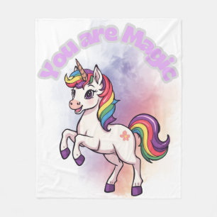 You Are Magic – Süßes Einhorn mit Regenbogenmähne Fleece Blanket
