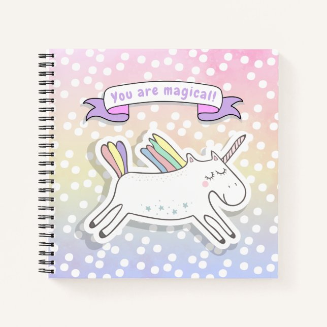 You are magical! Cute Unicorn Kids  Notebook (Front)