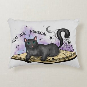 You Are Magical –Mystical Black Cat & Vintage Book Decorative Cushion