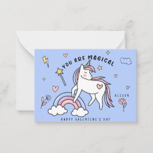 You Are Magical Unicorn and Rainbow Valentine Card
