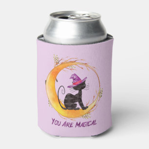 You Are Magical – Witch Black Cat on Crescent Moon Can Cooler