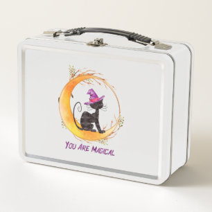 You Are Magical – Witch Black Cat on Crescent Moon Metal Lunch Box