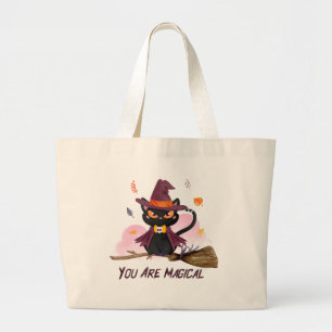 You Are Magical Witch Cat Large Tote Bag