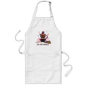 You Are Magical – Witch Cat Riding a Broom Long Apron