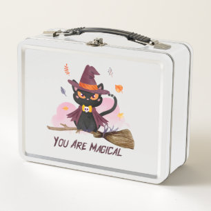 You Are Magical – Witch Cat Riding a Broom Metal Lunch Box