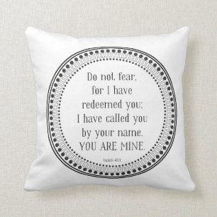 You are mine, black-and-white scripture cushion