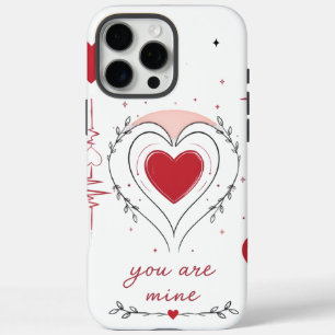 You Are Mine Minimalist Heart Line Art iPhone 16 Pro Max Case