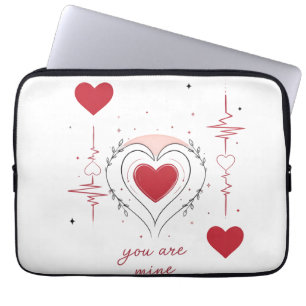 You Are Mine Minimalist Heart Line Art Laptop Sleeve