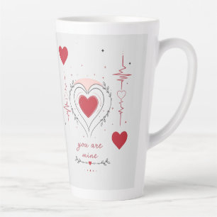 You Are Mine Minimalist Heart Line Art Latte Mug