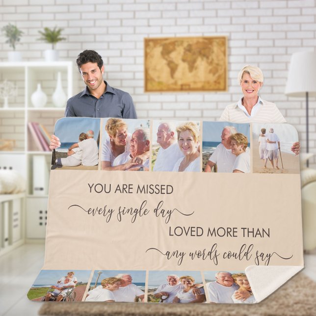You are Missed 10 Photo Border Almond Remembrance Sherpa Blanket (Creator Uploaded)