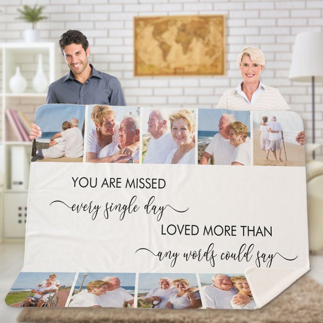 You are Missed 10 Photo Border White Remembrance Sherpa Blanket (Creator Uploaded)