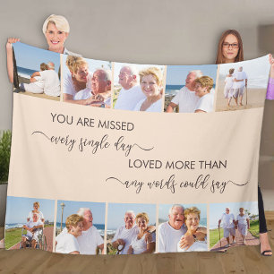 You are Missed 10 Photo Collage Almond Remembrance Fleece Blanket