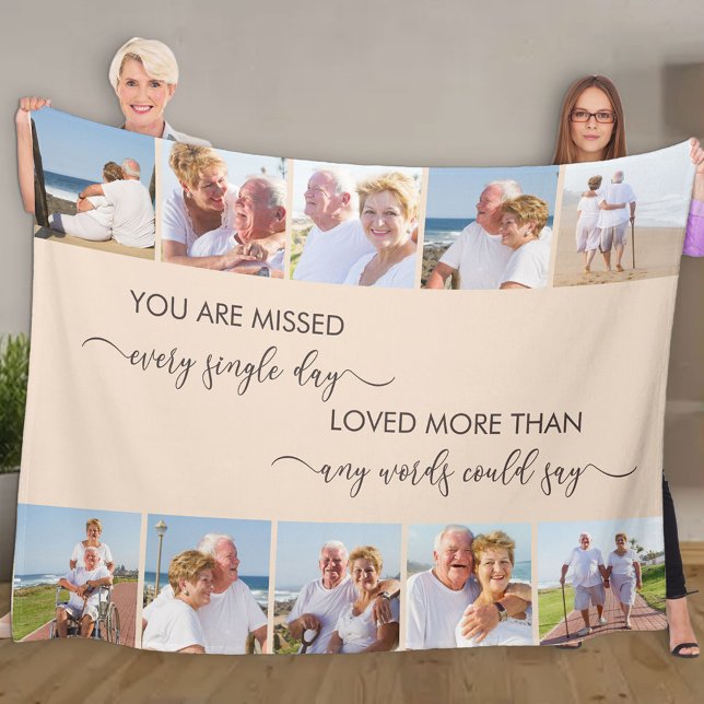 You are Missed 10 Photo Collage Almond Remembrance Fleece Blanket (Creator Uploaded)