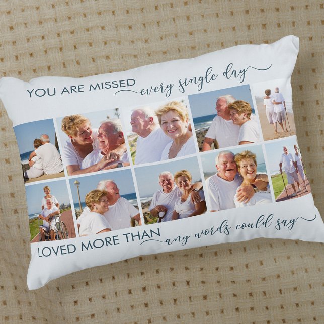 You are Missed 10 Picture Collage Blue Memorial Decorative Cushion (Creator Uploaded)