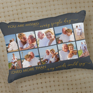 You are Missed 10 Picture Collage Grey Memorial Decorative Cushion