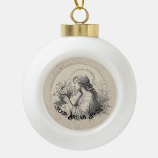 You Are My Angel Vintage Christmas Personalized  Ceramic Ball Christmas Ornament