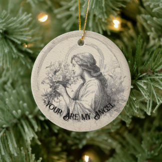 You Are My Angel Vintage Christmas Personalized  Ceramic Tree Decoration