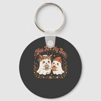 You Are My Boo Cute Ghost Couple Pumpkin Coffee Key Ring