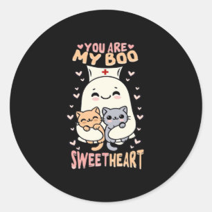 You are my boo Sweetheart Halloween cute ghost Nur Classic Round Sticker