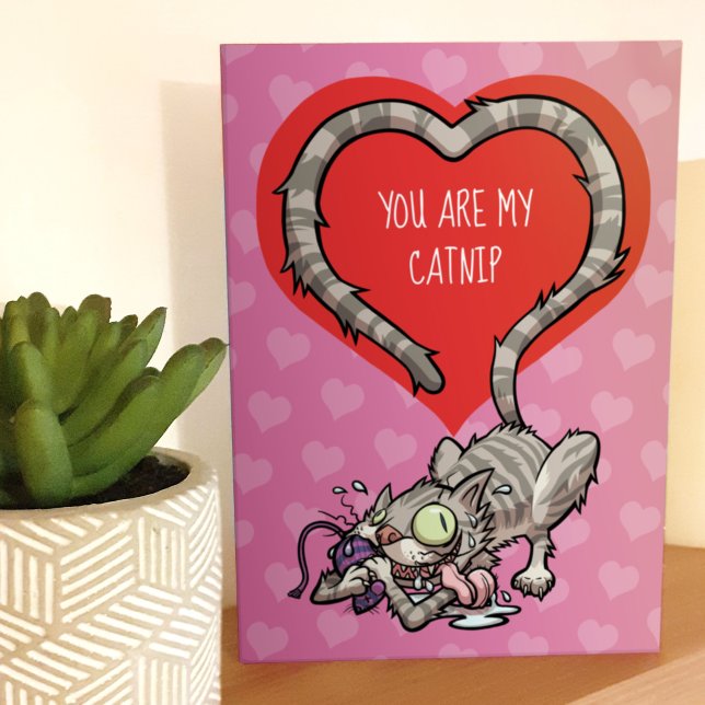 You Are My Catnip Funny Valentine Cat Cartoon Card (Creator Uploaded)