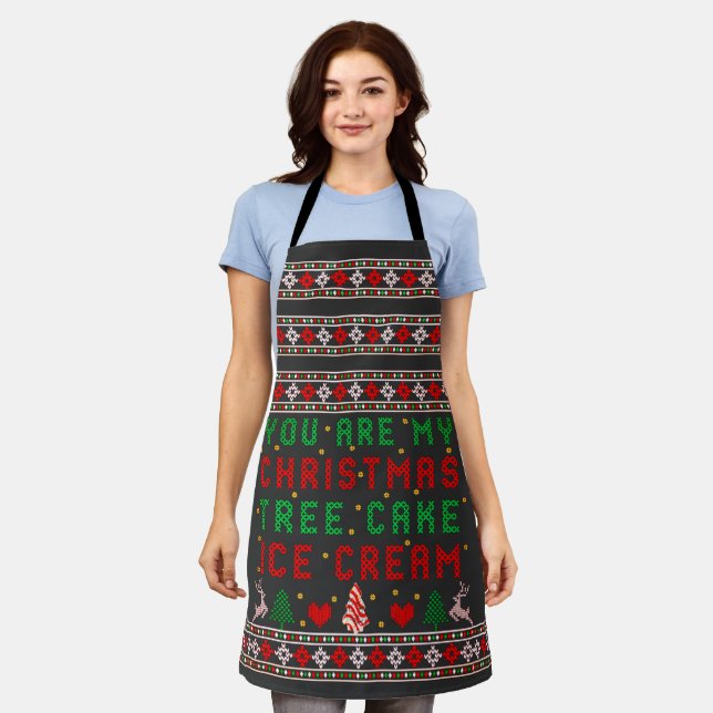 You are My Christmas Tree Cake Ice Cream Christmas Apron (Worn)