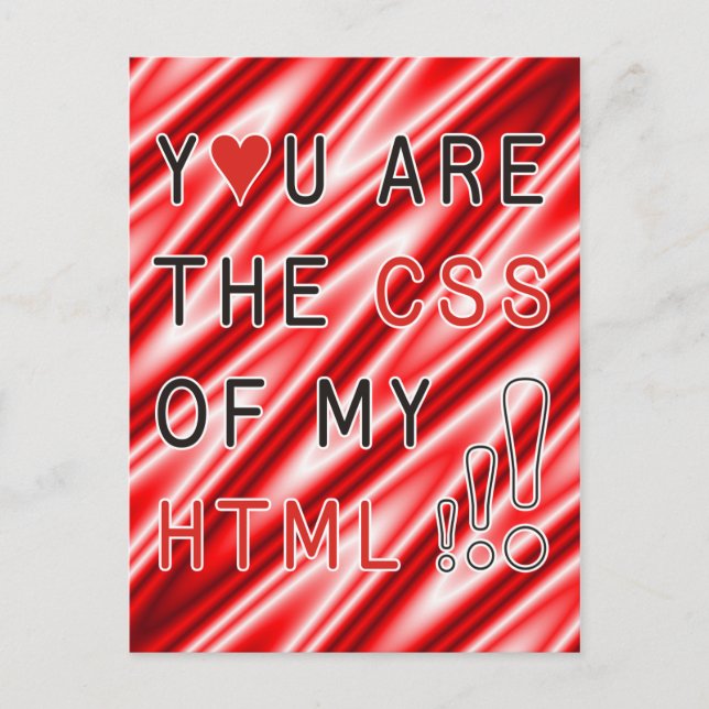 You Are My CSS - red white waves Postcard (Front)