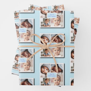 You Are My Everything Baby Photos on Blue Wrapping Paper Sheet
