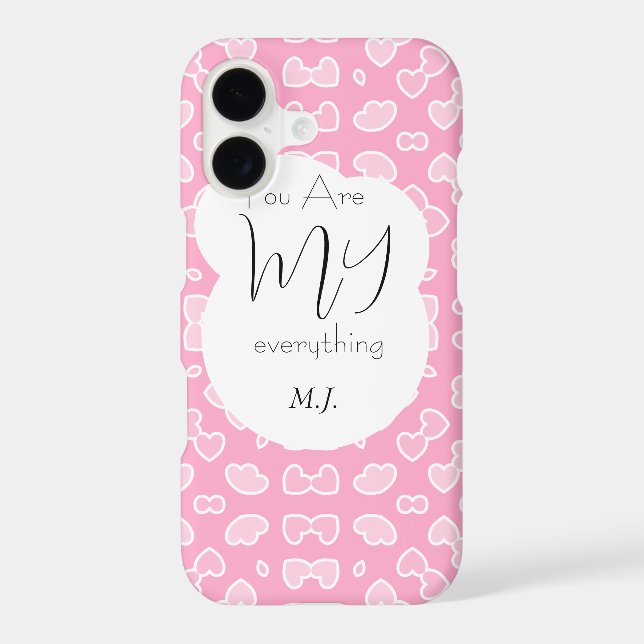You are My Everything Initials Pink Hearts Pattern (Back)