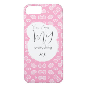You are My Everything Initials Pink Hearts Pattern iPhone 8/7 Case