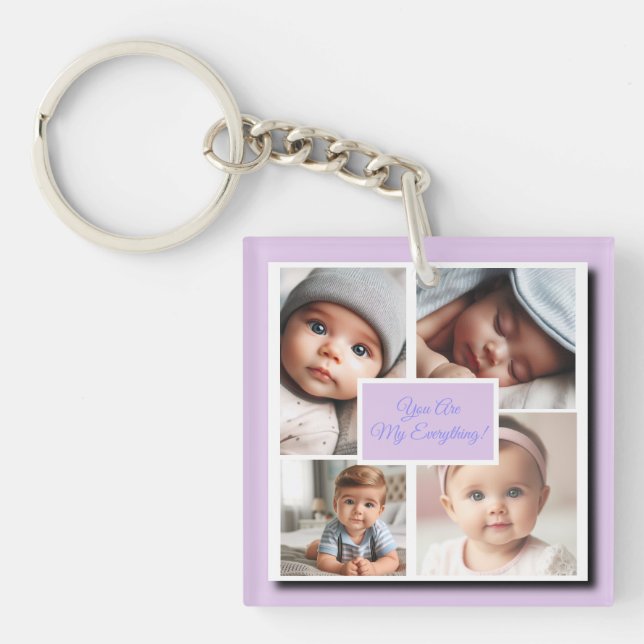You Are My Everything Photo Collage, Lilac Key Ring (Front)