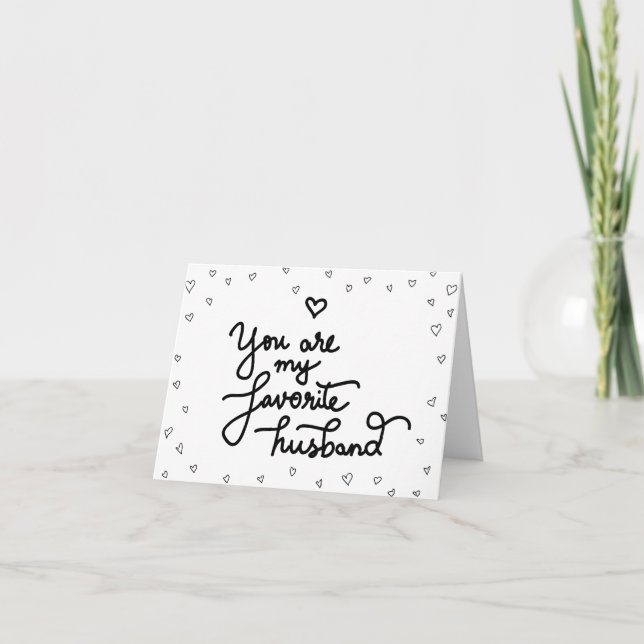 You Are My Favourite Husband Cute Hearts Valentine Holiday Card (Front)