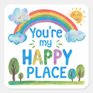 You are my happy place square sticker