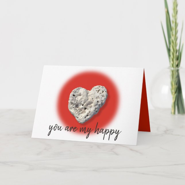 You Are My Happy Script Hawaii Coral Heart Photo Card (Front)