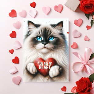 You Are My Heart Valentine Poem Ragdoll Cat  Holiday Card